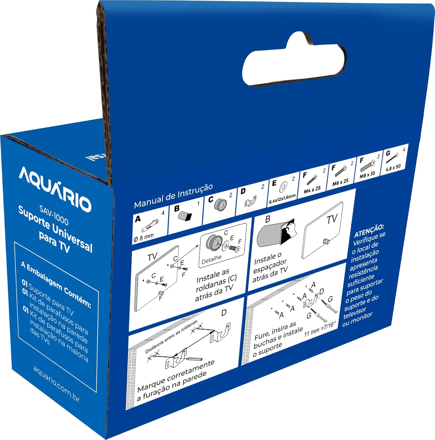 Suporte Para Tv Fixo Sav-1000 Universal 14-84" Aquário - Imagem 4