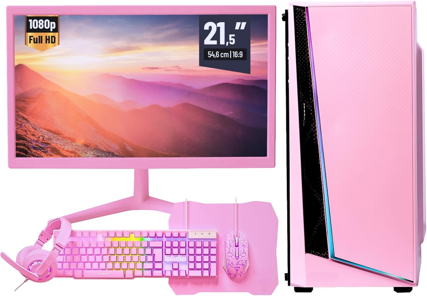 PC Gamer Rosa Completo Intel Core I7 3.4GHz 16GB DDR3 SSD 480GB Monitor 21,5″ Kit Gamer – Escolha a placa de vídeo (GT 730 4GB)