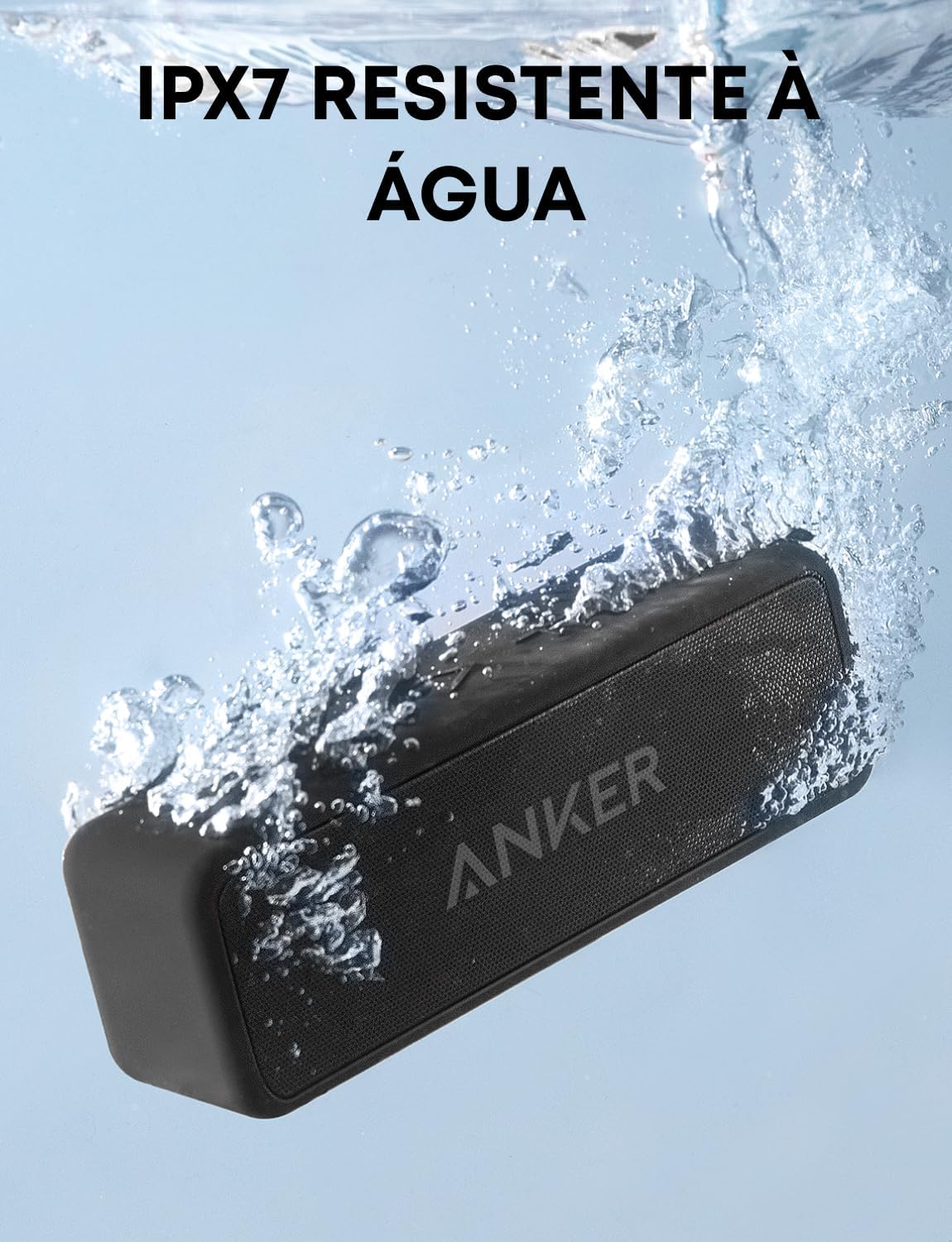 Anker soundcore 2 Caixa de Som Bluetooth Portátil com 12W de Som Estéreo, Bluetooth 5, BassUp, à Prova d'Água IPX7, 24 Horas de Reprodução, Emparelhamento Estéreo Sem Fio, Ideal para Casa e Viagens - Imagem 5