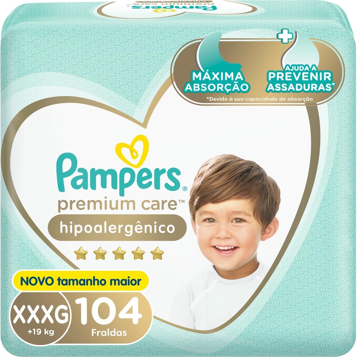 Fralda Pampers Premium Care Tamanho XXXG 104 Unidades Fralda Pampers Premium Care Tamanho XXXG 104 Unidades