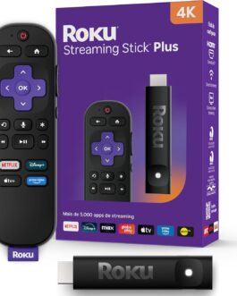 Roku Streaming Stick Plus 4K 2025 | Dispositivo de streaming para TV 4K com controle remoto por comando de voz compatível com Alexa, Siri e Google