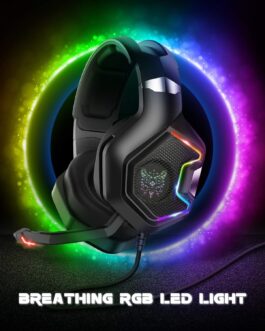 Fone de ouvido Gamer KP- 489 Headset Reduz Ruídos Supra-Auricular Microfone Luz LED PC PS4 Xbox Laptop Nintendo PUBG P2 e USB Com leds coloridos