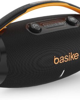 Caixa de Som Bluetooth 80w(MAX) /TWS/FM, Botão Ajustável do Subwoofer com Luz RGB LED de Ritmo para Festas, Praia e Acampamentos, Preto