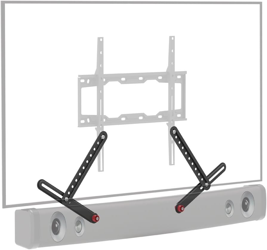 Barkan Suporte universal para barra de som, suporte ajustável para montagem acima ou embaixo da TV, tamanhos de 33 a 203 cm, serve para a maioria das barras de som de até 6 kg, montagem fácil preta