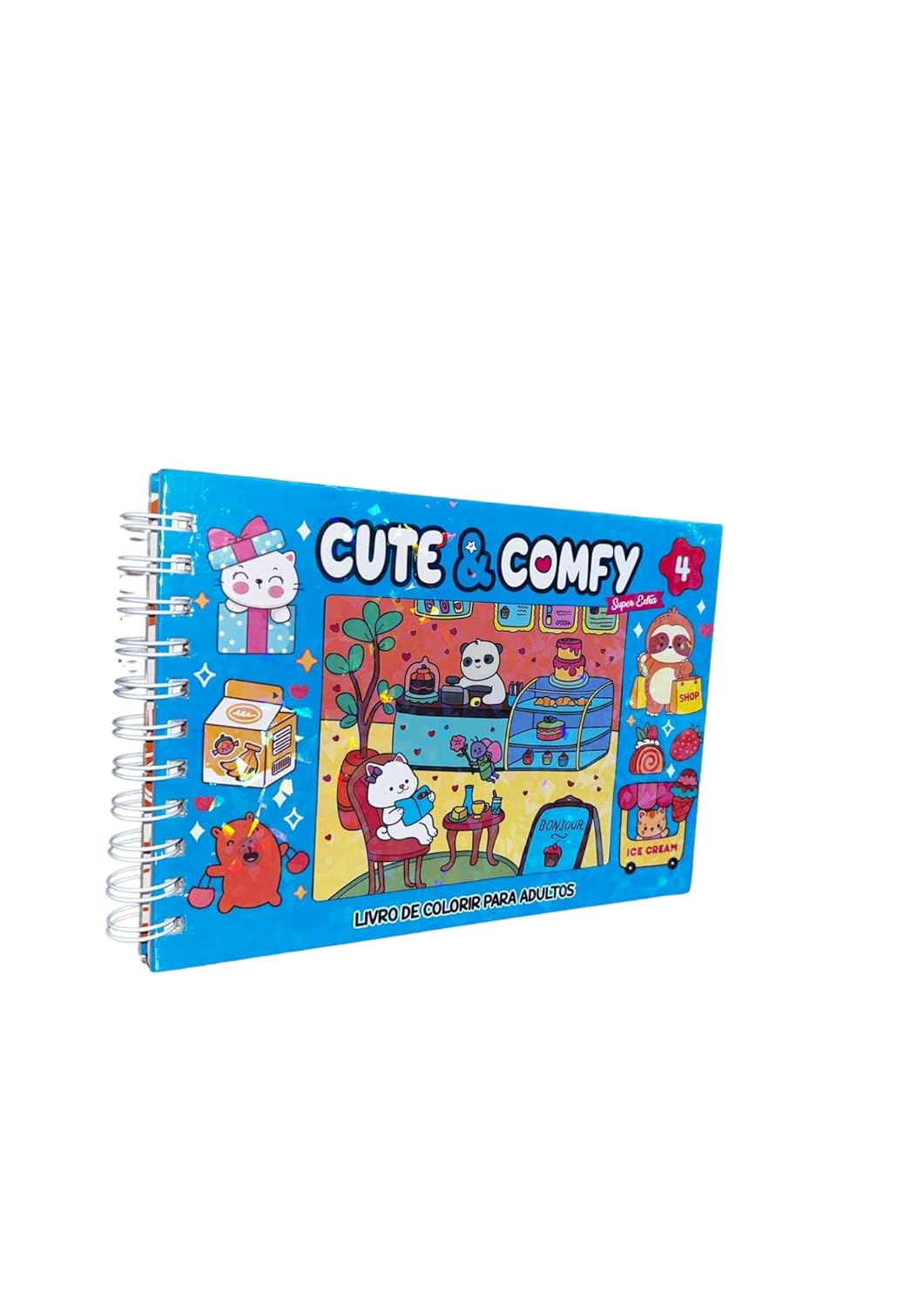 Cute & Comfy Super Extra - Livro de Colorir Adulto - Capa Dura Holográfica - Imagem 2
