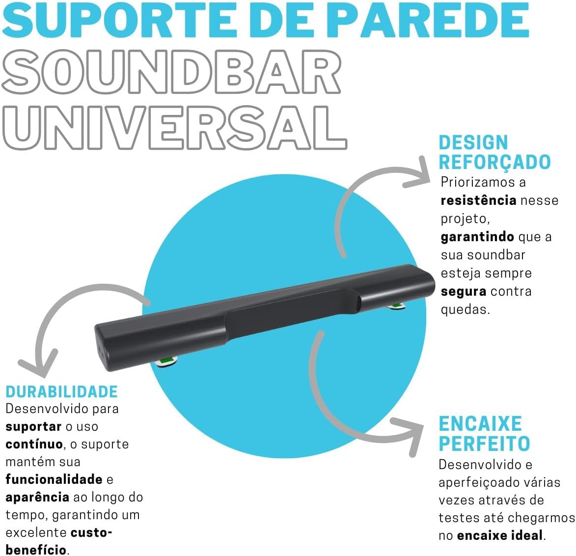 Suporte de Parede para Soundbar – Compatível com Alto-Falantes e Barras de Som Universais - Imagem 2