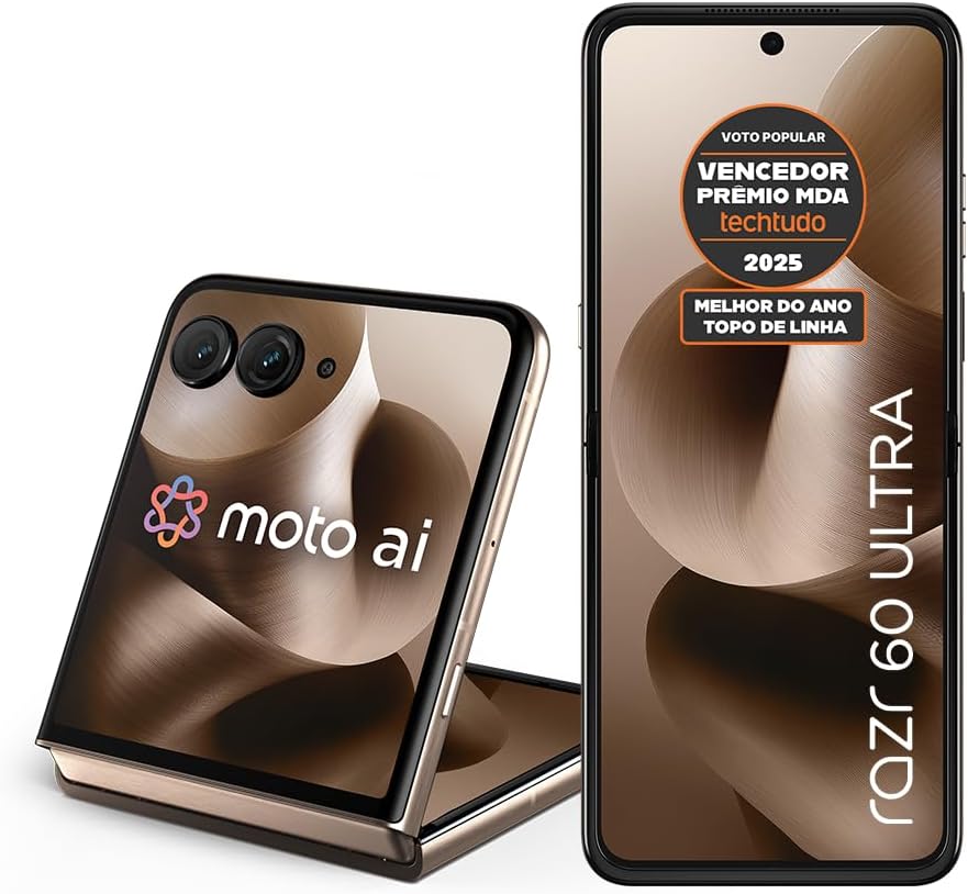 Smartphone Motorola Razr 60 Ultra – 1TB 32GB (16GB RAM+16GB Ram Boost) Snapdragon 8 Elite Tela dobrável 7″ e externa 4” Moto AI 50MP camera – Madeira Smartphone Motorola Razr 60 Ultra – 1TB 32GB (16GB RAM+16GB Ram Boost) Snapdragon 8 Elite Tela dobrável 7″ e externa 4” Moto AI 50MP camera – Madeira