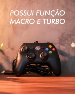 Controle Xbox 360 USB com Fio Joystick Video Game Analógico Vibratório Pc Computador Notebook Mac