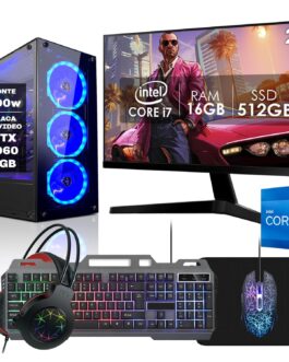 PC Gamer Completo Intel Core i7 16GB SSD 512GB GeForce GTX 1060 5GB Monitor 23″ Kit Gamer Fonte 400W Strong Tech