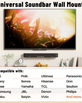 Suporte de parede universal Soundbar, prateleira de barra de som de metal duplo para Samsung, LG, Sony, Vizio, Bose, JBL e mais suportes de barra de som sob TV, profundidade ajustável de 8,4 a 15,5 cm
