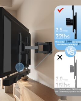 Suporte de barra de som sob TV ou acima da TV, o suporte da barra de som suporta até 10 kg, com braços de extensão removíveis e suportes em L.