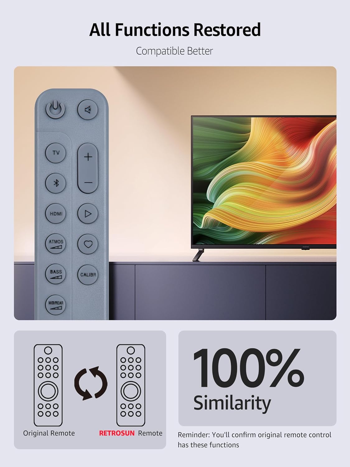 Controle remoto de substituição Soundbar para JBL 5.1.2 Bar 1300X, compatível com BAR1300 BAR1000 BAR800 Sound Bar - Imagem 3