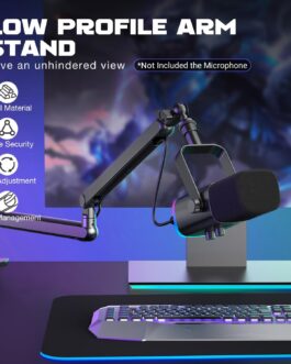 FIFINE Microphone Boom Arm, Suporte braço de microfone de perfil baixo com braçadeira montagem de mesa, Adaptador de parafuso, Gerenciamento de cabos, para Podcast Streaming Gaming Studio-BM88