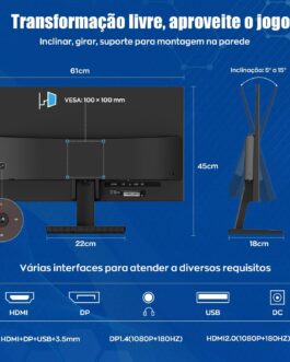 Monitor Gamer IPS 27 Polegadas, Full HD 1920×1080, 180Hz, HDR400, G-SYNC, Alto-falantes Embutidos, Entradas HDMI/DisplayPort/USB/3.5mm, Ângulo ajustável, Compatível com G-SYNC, Preto