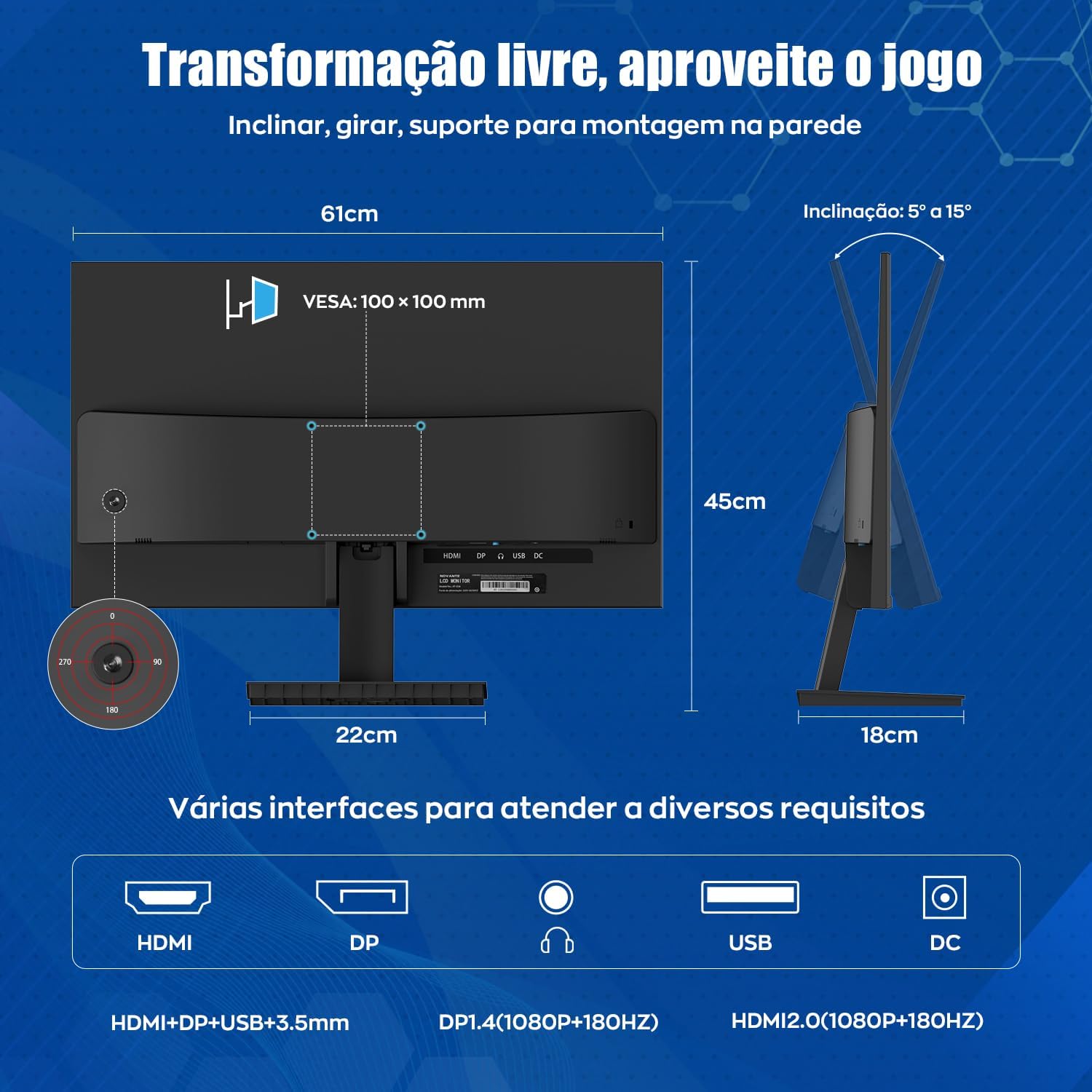 Monitor Gamer IPS 27 Polegadas, Full HD 1920x1080, 180Hz, HDR400, G-SYNC, Alto-falantes Embutidos, Entradas HDMI/DisplayPort/USB/3.5mm, Ângulo ajustável, Compatível com G-SYNC, Preto - Imagem 2