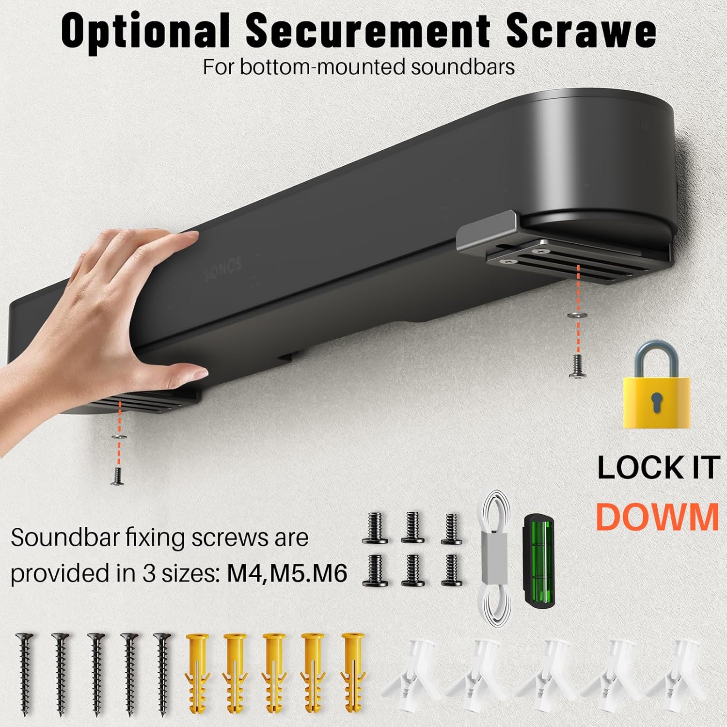 Suporte de parede universal Soundbar, prateleira de barra de som de metal duplo para Samsung, LG, Sony, Vizio, Bose, JBL e mais suportes de barra de som sob TV, profundidade ajustável de 8,4 a 15,5 cm - Imagem 7