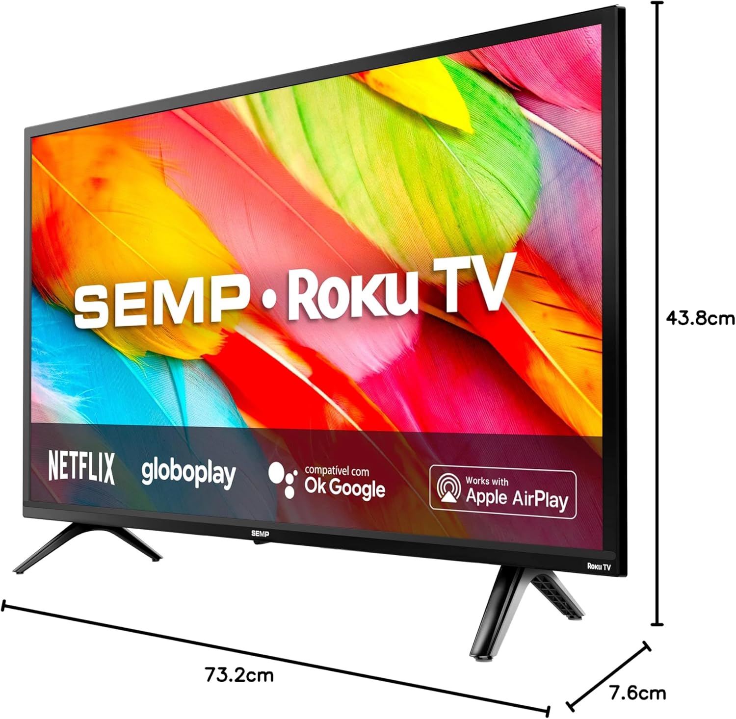 TCL ROKU TV LED 32” SEMP R6500 HD Wifi dual band, 3 HDMI, 1 USB, com controle por aplicativo, compatível com Google Assistant, Alexa e Apple homekit - Imagem 4