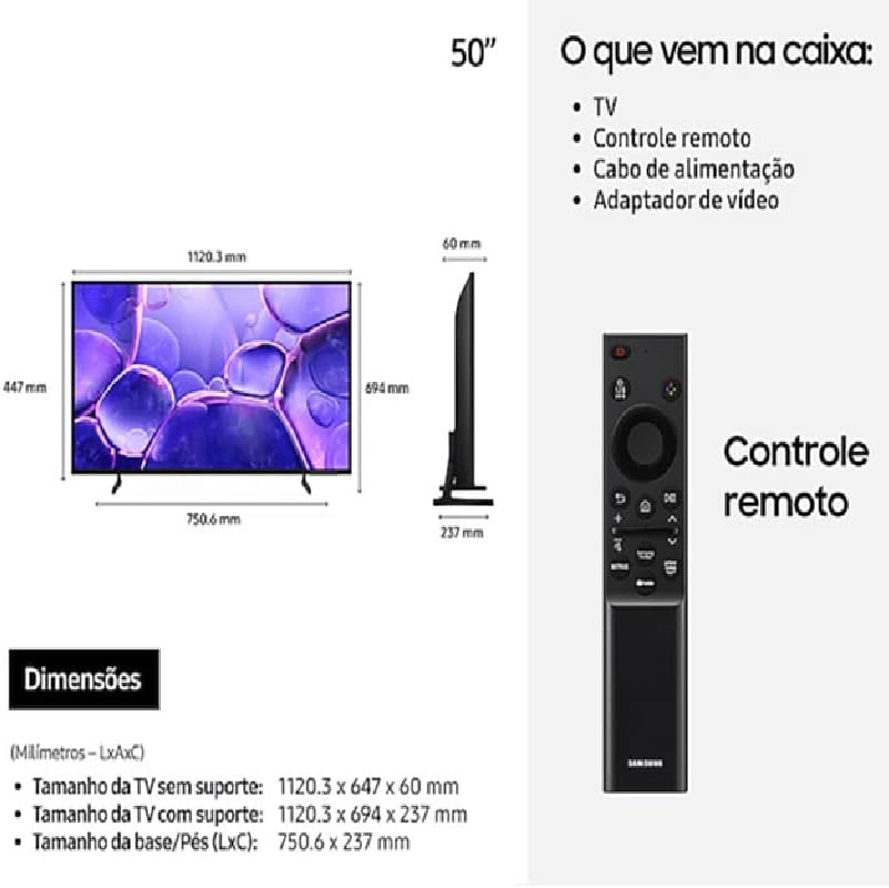 Samsung Combo Smart TV 50" Crystal UHD 4K U8100F + Soundbar HW-B450F - Imagem 5