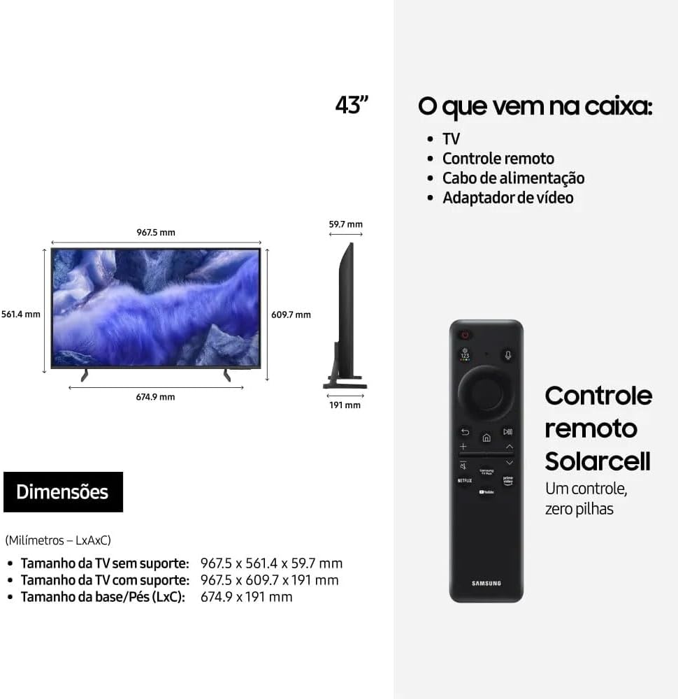 Samsung Combo Vision AI TV 43" QLED Ultra 4K QEF1 2025 + Soundbar Samsung HW-B450F - Imagem 5