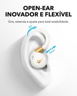 Soundcore Sport X20 da Anker Fone de Ouvido Bluetooth 5.3 Sem Fio para Treinos, Ganchos Ajustáveis, Graves Intensos, IP68, À Prova de Suor e Poeira, 48H de Reprodução, Fones para Academia, Branco