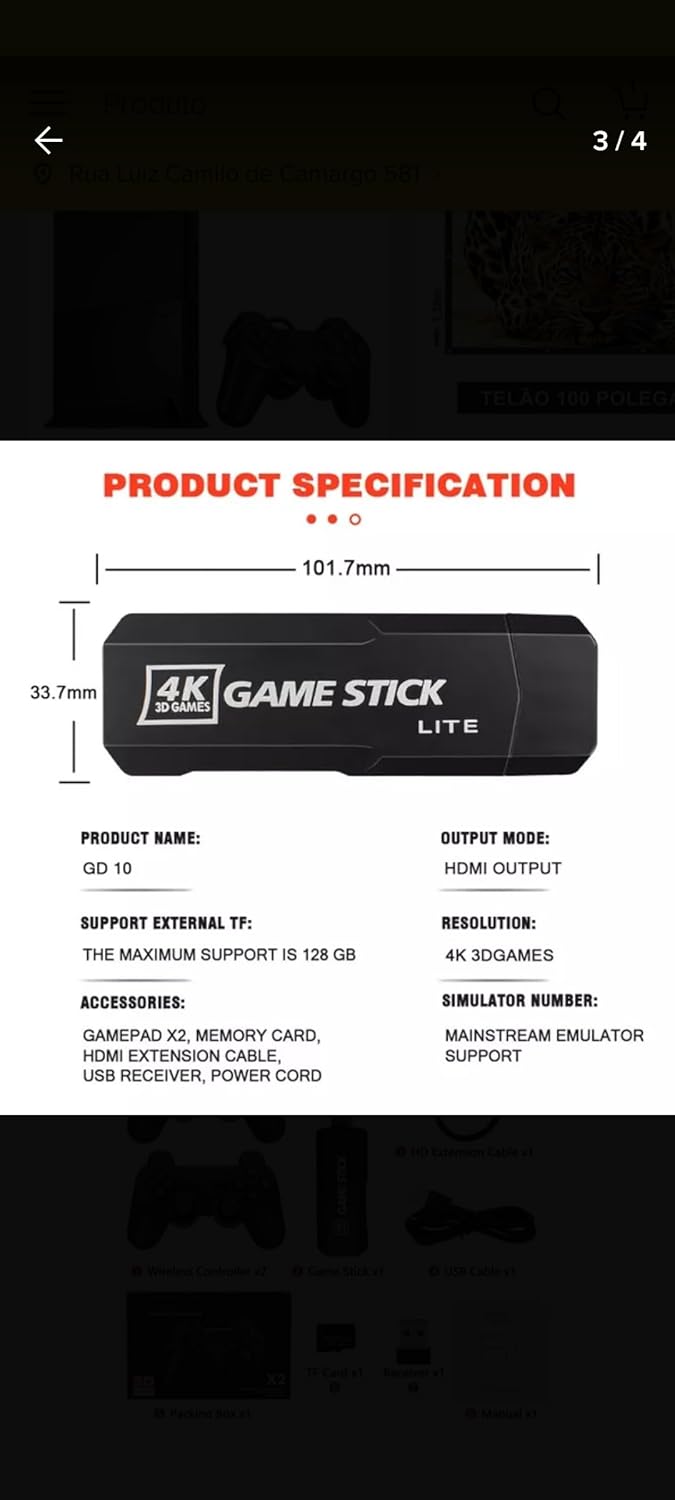 GD10 Video Game Stick Embutido 40000 Jogos 128G 2.4G Controlador Sem Fio HD Console de Videogame Retrô 4k HD Console de Videogame - Imagem 4