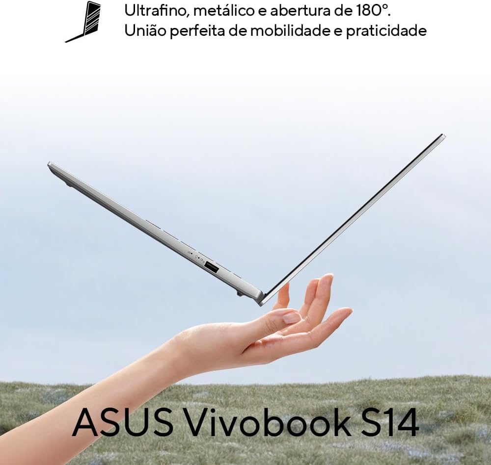 Notebook ASUS Vivobook S14 IA PC, Core Ultra 7, 16 GB, 512 GB, Linux, 14'' Nivel IPS 60Hz, Matte Gray - S3407CA-LY121 - Imagem 2