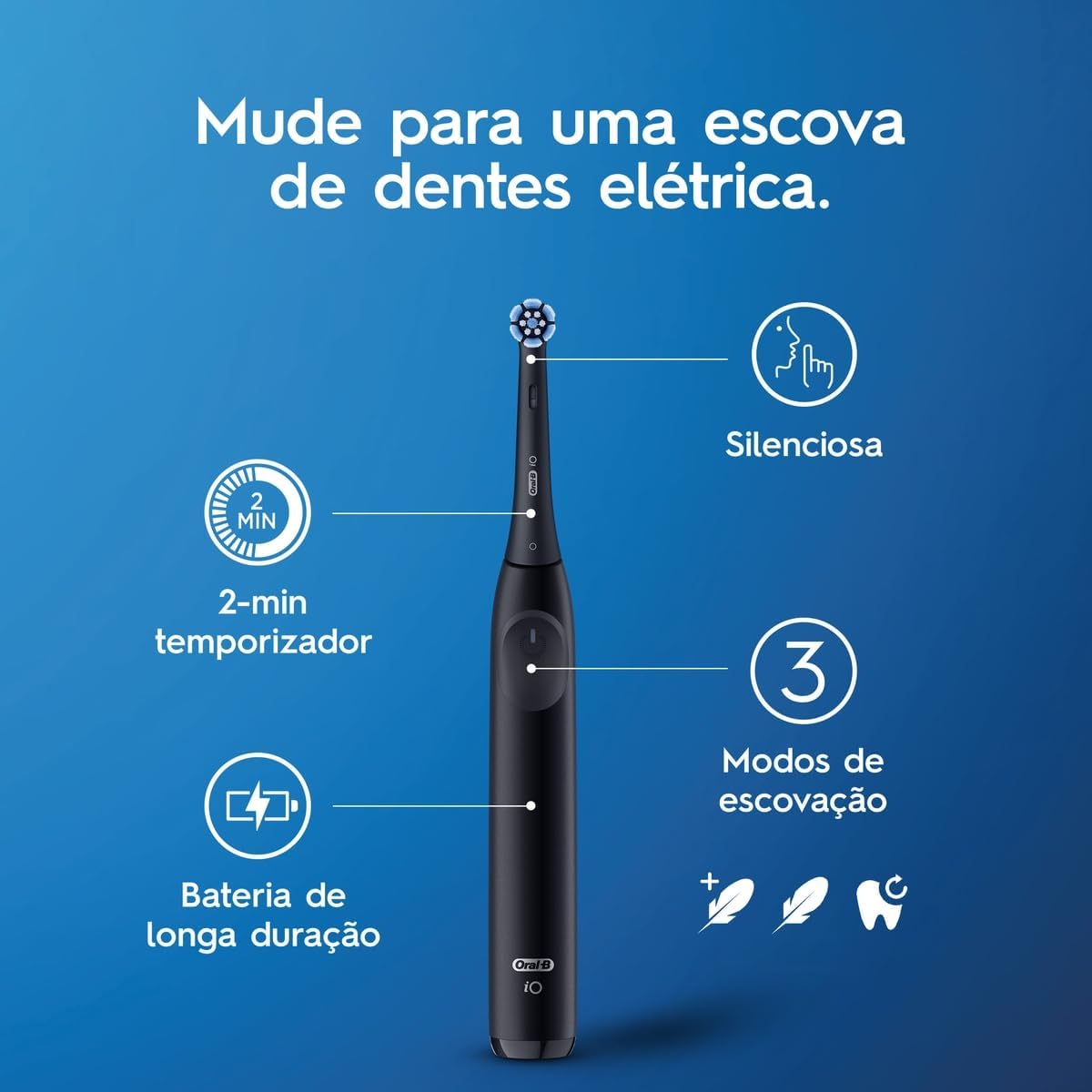 Escova de Dente Elétrica Oral-B Series iO2 para dentes 100% mais Limpos vs. uma Escova de Dente Manual Regular - Imagem 11