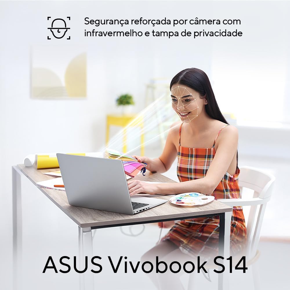 Notebook ASUS Vivobook S14 IA PC, Core Ultra 7, 16 GB, 512 GB, Linux, 14'' Nivel IPS 60Hz, Matte Gray - S3407CA-LY121 - Imagem 5