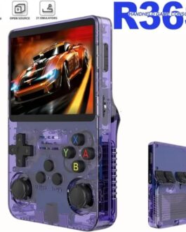 Console Portátil R36S, Tela IPS HD 3.5″, 64GB 15.000 Jogos, Sistema ArkOS 2.0, Multi-Plataformas [Linux] (Roxo)