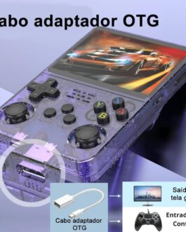 Console Portátil R36S, Tela IPS HD 3.5″, 64GB 15.000 Jogos, Sistema ArkOS 2.0, Multi-Plataformas [Linux] (Roxo)