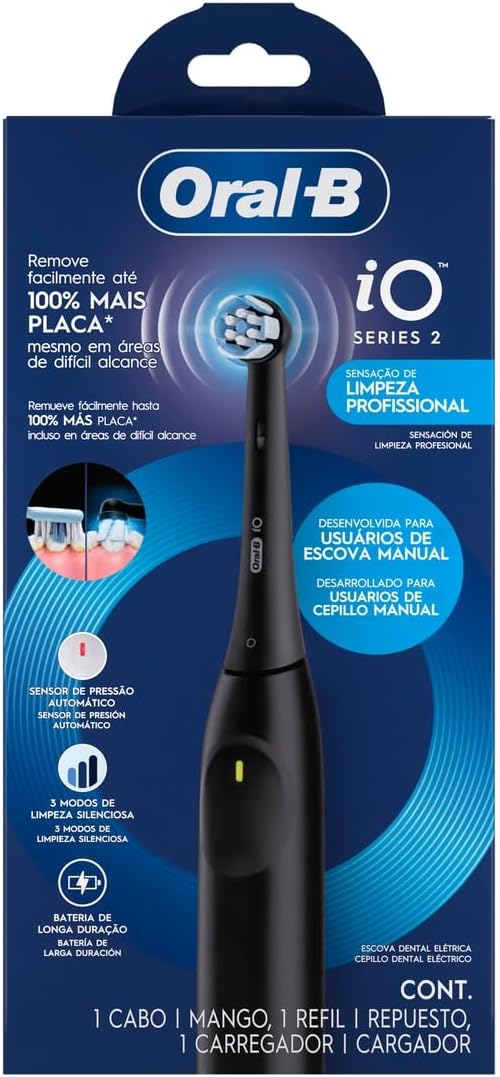 Escova de Dente Elétrica Oral-B Series iO2 para dentes 100% mais Limpos vs. uma Escova de Dente Manual Regular - Imagem 12