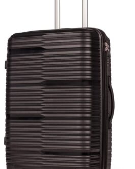 Mala De Viagem Média 23Kg Polipropileno Rodas Duplas 360 Fibra Rígida Leve Resistente Para Despachar (PRETO, MÉDIA)