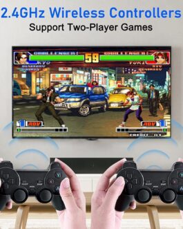 PRONLINE – Console de videogame para TV, controle sem fio de 2,4 g, USB embutido 10.000 Classic, 9 emuladores clássicos, saída HDMI para TV com controles sem fio duplos de 2,4 G – Jogos 4K Ultra HD