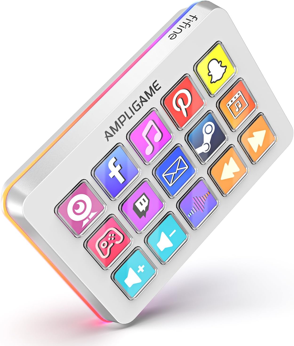 AmpliGame FIFINE Gaming Controller com 15 atalhos para OBS Streaming Studio com teclas de macro, ações de acionamento, controlador RGB de mídia de PC para criação de conteúdo/trabalho de escritório – D6 Branco AmpliGame FIFINE Gaming Controller com 15 atalhos para OBS Streaming Studio com teclas de macro, ações de acionamento, controlador RGB de mídia de PC para criação de conteúdo/trabalho de escritório – D6 Branco