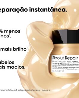 L’Oréal Professionnel Serie Expert Absolut Repair, Máscara de Reparação Intensiva para Cabelos Danificados e Finos com Quinoa Dourada, Reconstrução Instantânea e Brilho Intenso, 250g