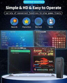 PRONLINE – Console de videogame para TV, controle sem fio de 2,4 g, USB embutido 10.000 Classic, 9 emuladores clássicos, saída HDMI para TV com controles sem fio duplos de 2,4 G – Jogos 4K Ultra HD