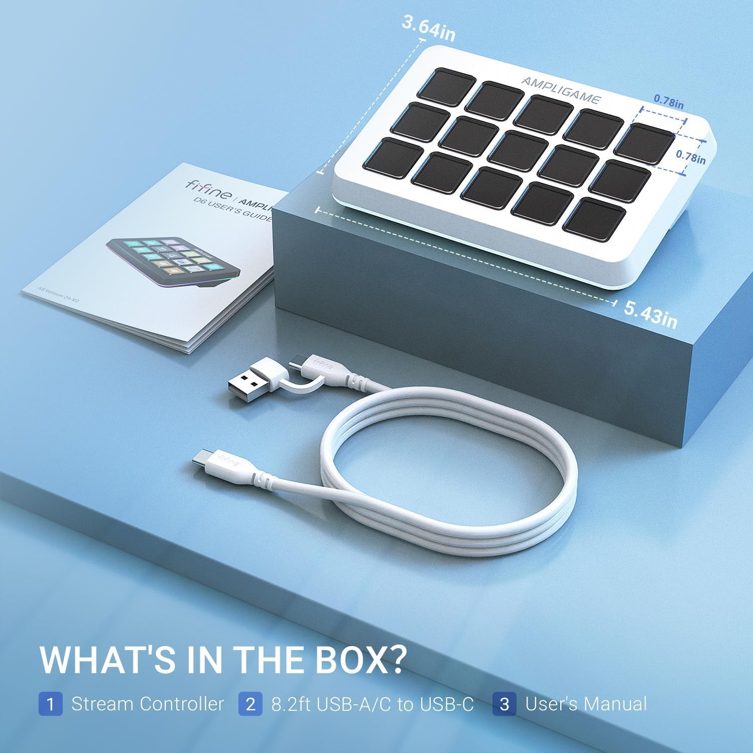 AmpliGame FIFINE Gaming Controller com 15 atalhos para OBS Streaming Studio com teclas de macro, ações de acionamento, controlador RGB de mídia de PC para criação de conteúdo/trabalho de escritório - D6 Branco - Imagem 9