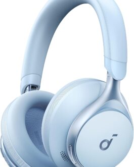 soundcore Space One da Anker, Fone de Ouvido Bluetooth 5.3 com ANC adaptivo, Headphone Gamer, Over-Ear, 60h de Bateria, Áudio Hi-Res LDAC, Controle via App, Chamadas Claras, Ajuste Confortável, Azul