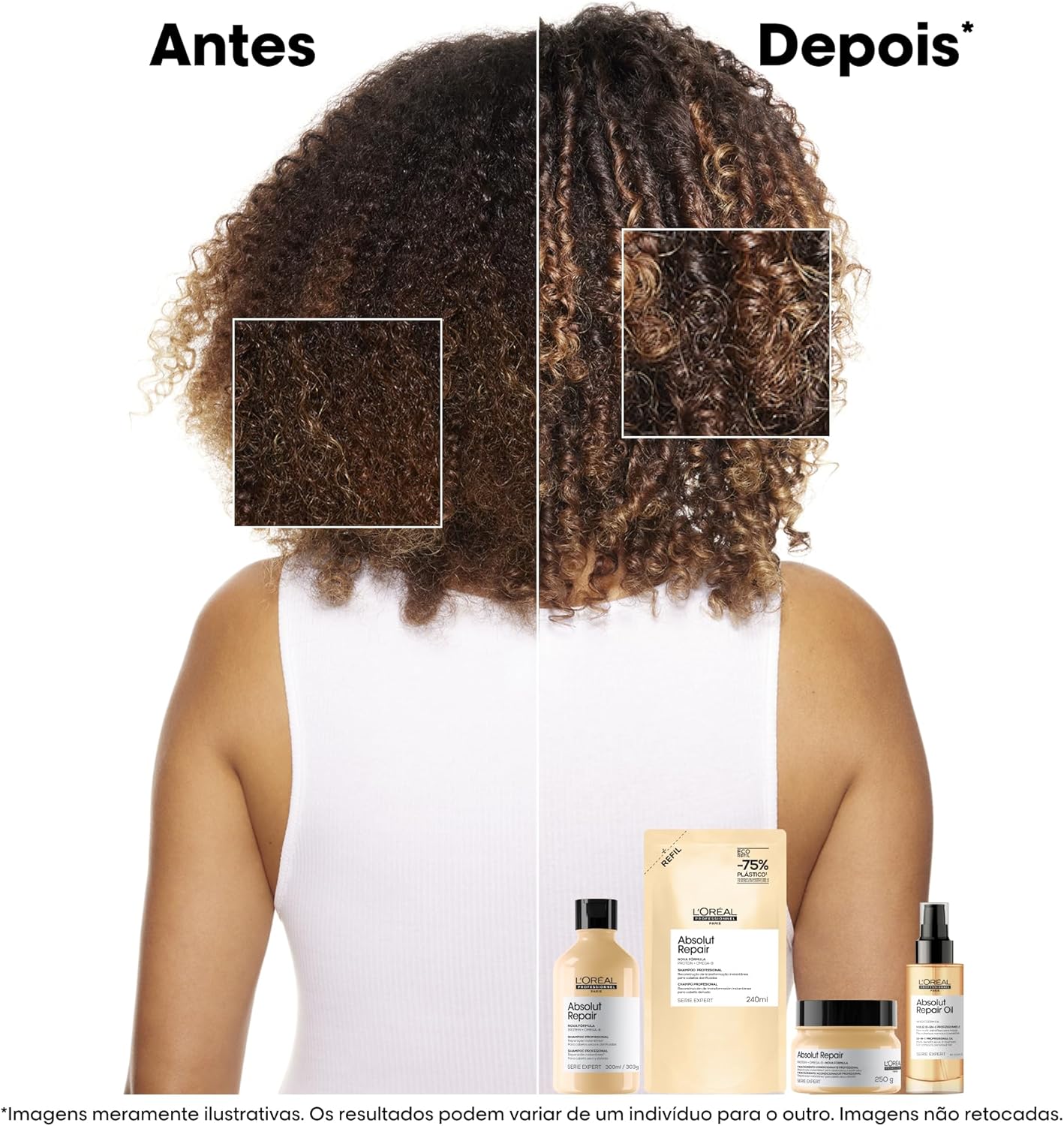 L'Oréal Professionnel Serie Expert Absolut Repair, Máscara de Reparação Intensiva para Cabelos Danificados e Finos com Quinoa Dourada, Reconstrução Instantânea e Brilho Intenso, 250g - Imagem 4