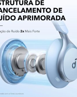 soundcore Space One da Anker, Fone de Ouvido Bluetooth 5.3 com ANC adaptivo, Headphone Gamer, Over-Ear, 60h de Bateria, Áudio Hi-Res LDAC, Controle via App, Chamadas Claras, Ajuste Confortável, Azul