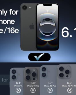 JETech Capa Matte para iPhone 17e (2026) / iPhone 16e, Case Proteção Contra Quedas de Nível Militar à Prova de Choque, Capinha Traseira Translúcida Fosca, Anti-Impressão Digital (Preto)