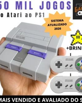 Mini Console Retro Gamer Super Nintendo com 150 mil Jogos Mais 2 Controles Super 3D Games