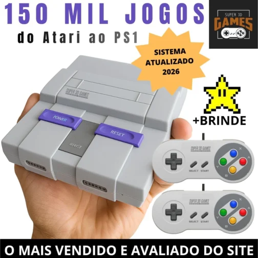 Mini Console Retro Gamer Super Nintendo com 150 mil Jogos Mais 2 Controles Super 3D Games - Imagem 2