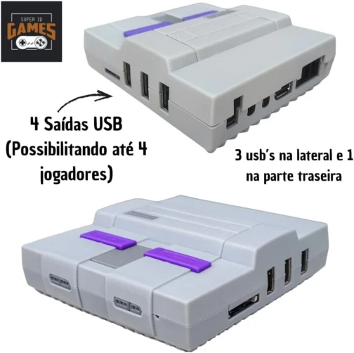 Mini Console Retro Gamer Super Nintendo com 150 mil Jogos Mais 2 Controles Super 3D Games - Imagem 5