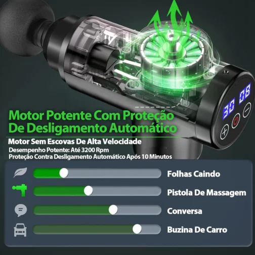 YARUIKE Pistola de Massagem Muscular Profunda, 30 Velocidades, 10 Cabeças, Tela LCD, Silenciosa, Bateria Recarregável, Preta - Imagem 5
