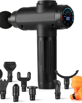 Pistola de Massagem YARUIKE, Massageador Muscular Elétrico Portátil com 10 Acessórios e 30 Velocidades, Preto
