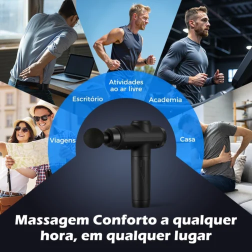 Pistola de Massagem YARUIKE, Massageador Muscular Elétrico Portátil com 10 Acessórios e 30 Velocidades, Preto - Imagem 3