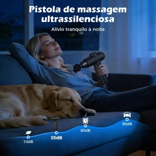 Pistola de Massagem YARUIKE, Massageador Muscular Elétrico Portátil com 10 Acessórios e 30 Velocidades, Preto - Imagem 4