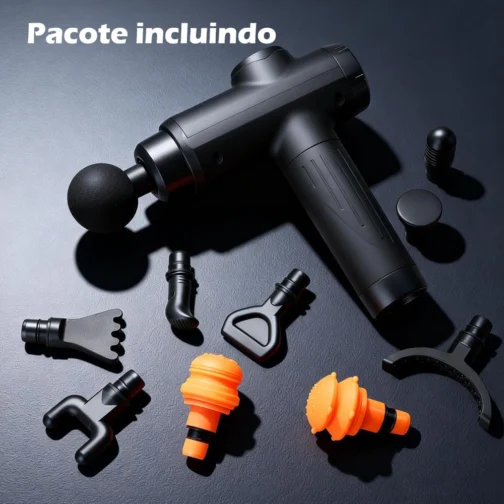 Pistola de Massagem YARUIKE, Massageador Muscular Elétrico Portátil com 10 Acessórios e 30 Velocidades, Preto - Imagem 5