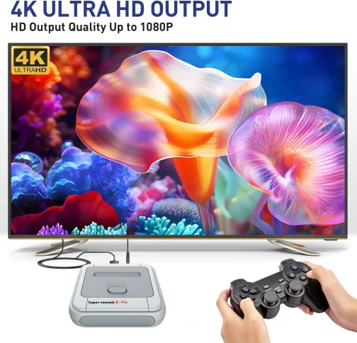 Kinhank Retro Game Console 256GB, Super Console X PRO Built-in 37,000+ Games, Video Game Console for 4K TV HD/AV Output, Wireless 2.4G Controllers - Imagem 5